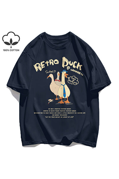 StartMore Y2k Vintage Tişört Tee Retro Ördek Baskı