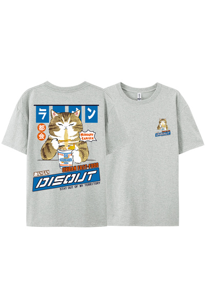 StartMore Y2K Vintage T-Shirt Tee Harajuku Cat Cartoon Eating Noodles