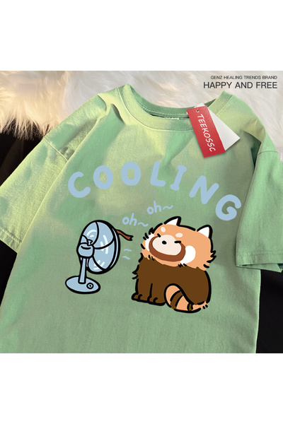 StartMore تي شيرت Y2k Vintage تي شيرت مرح من نوع Raccoon Blowing a Fan