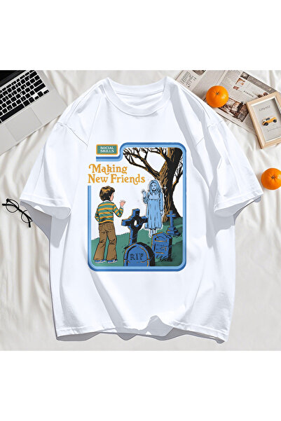 StartMore تي شيرت Y2k Vintage تي شيرت New Friends Make Print