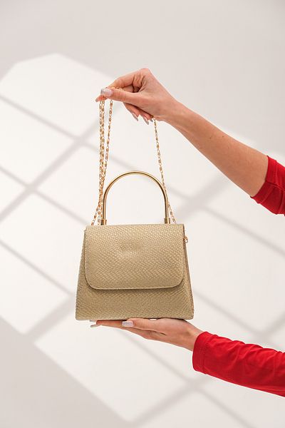 ROZA CANTA Γυναικείο βραδινό φόρεμα χρυσό κυψελωτό Clutch Clutch Τσάντα Portfolio
