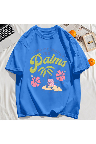 StartMore تي شيرت Y2k Vintage تي شيرت Find Me Palm Beach طباعة تصميم أشجار جو...
