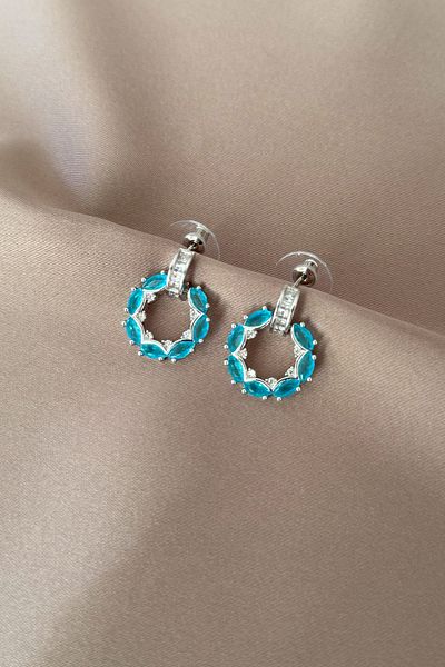laria jewelry Blue Jewelled Hoop Earrings