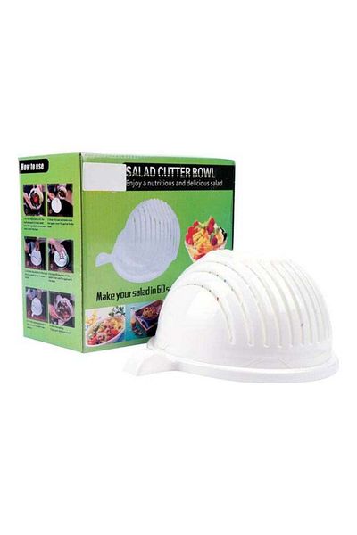 Twinkle Mart Best Quality Salad Cutter Bowl - 1 Piece White 23cm