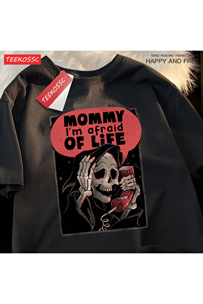 StartMore تي شيرت Y2k Vintage تي شيرت الأم أنا أخاف من الحياة