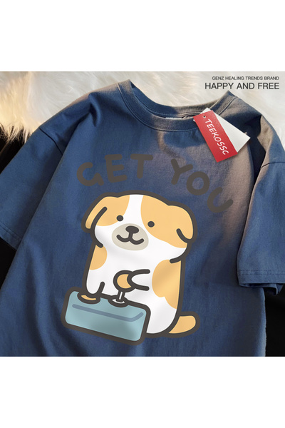 StartMore تي شيرت Y2k Vintage Tee Buyer Baby Fun Dog Print