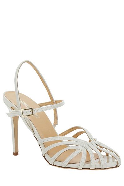 SEMICOUTURE White Sandals With Front Cage In Patent Leather Woman