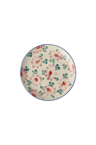 RICE El Yapımı Seramik Tatlı Tabağı - Pembe Çiçek