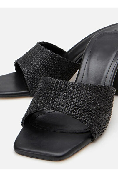 leopar by çetinay Lina Straw Special Production Patterned Women's Heeled Shoes/Slippers