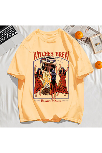 StartMore تي شيرت Y2k Vintage تي شيرت Halloween Brew Black Magic Print