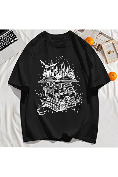 StartMore تي شيرت Y2k Vintage تي شيرت مطبوع عليه العديد من الكتب والطيور الطائرة