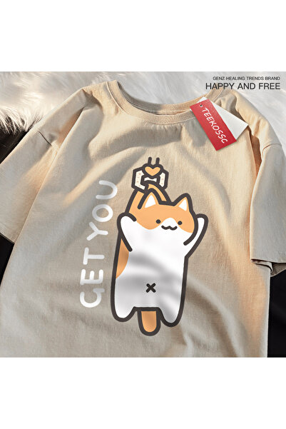 StartMore تي شيرت Y2k Vintage Tee Buyer Baby Fun Cat مطبوع ياباني