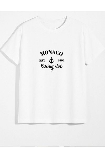 AFROGİYİM Unisex Monaco εμπριμέ μπλουζάκι