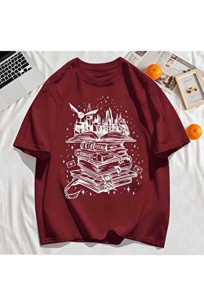 StartMore Y2K Vintage T-Shirt Tee Many Books and Flying Birds Print