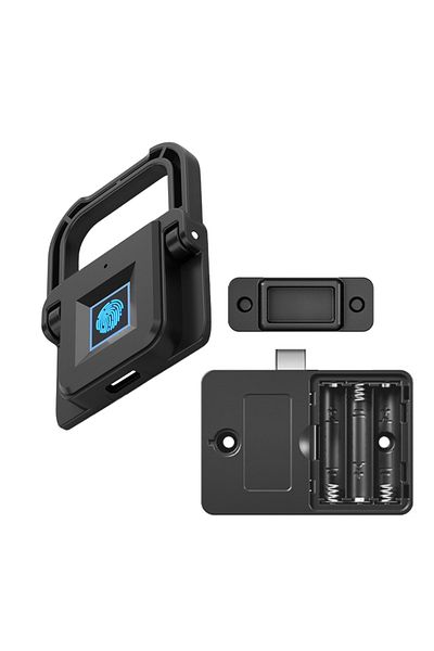 USSPY Smart fingerprint lock, USSPY®, for drawer, locker, rechargeable via USB Type-C, 20 fingerprints