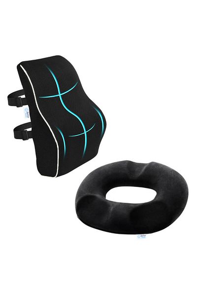BETTER POSTURE Pack of orthopedic hemorrhoid cushion, Pro seat cushion and Pro office/car lumbar cushion