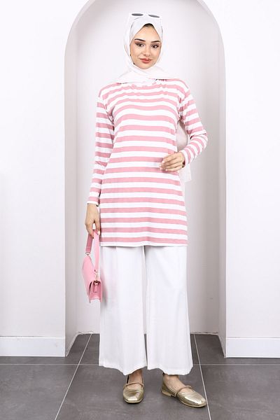 İmajButik Powder Striped Long Sleeve Tunic