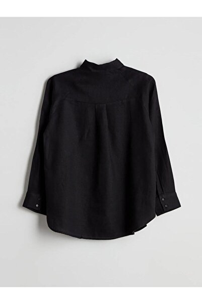 LC Waikiki Lcw Modest Oversize %100 Keten Kadın Gömlek (S5)