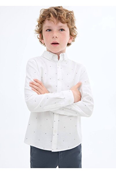 MANGO Kids Desenli Oxford gömlek