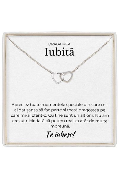 The Jewel Heart Romantic Gift For Girlfriend, Necklace With Interlocking Hearts And Elegant Design, 39+5 cm