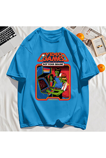 StartMore تي شيرت Y2k Vintage تي شيرت لعبة فيديو Brain Dead Print
