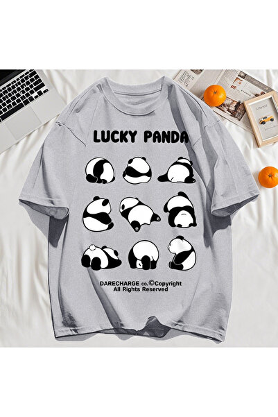 StartMore Y2K Vintage T-Shirt Tee Lucky Panda All Right Reserved Pattern