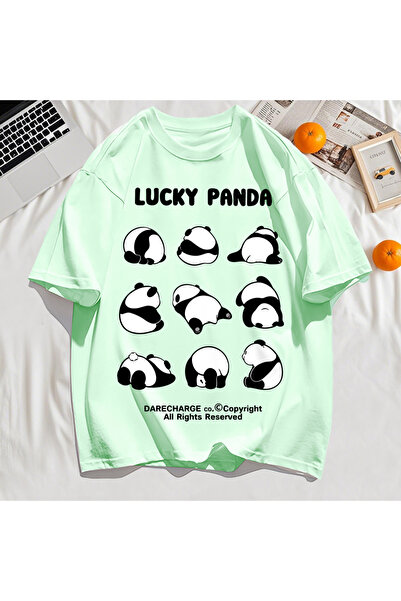 StartMore Y2K Vintage T-Shirt Tee Lucky Panda All Right Reserved Pattern