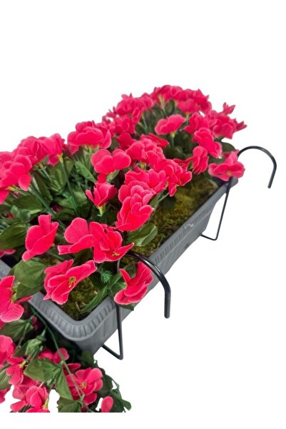 Nettenevime Yapay Çiçek Fuşya Begonvil Sarkan Menekşe Antrasit Küpeşte Askılı Saksıda Balkon Çiçeği Çiçek Sepeti