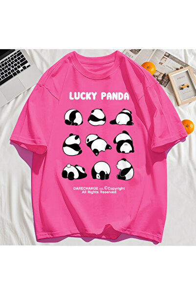 StartMore تي شيرت Y2k Vintage تي شيرت Lucky Panda بنمط محفوظ بالكامل