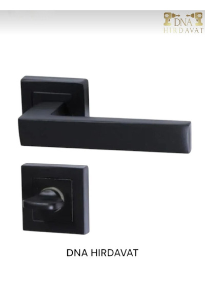 DNA HIRDAVAT Siyah Kare Rozetli Wc-banyo Kapı Kolu Kapı Kilidi Menteşesi (1 TAKIM)