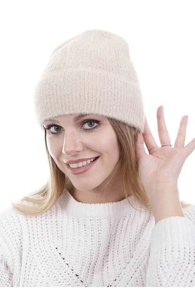 TAKIM Unisex Full Fit Thin Beard Knitwear Beret - Powder