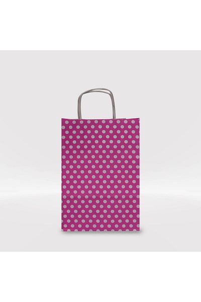 weloveis Pink Polka Dot Kraft Paper Bag 18X8X25-25Pcs