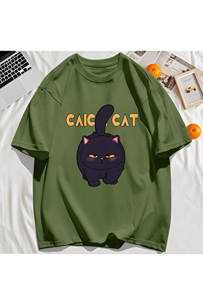 StartMore Y2K Vintage T-Shirt Tee Black Chubby Little Cat Design