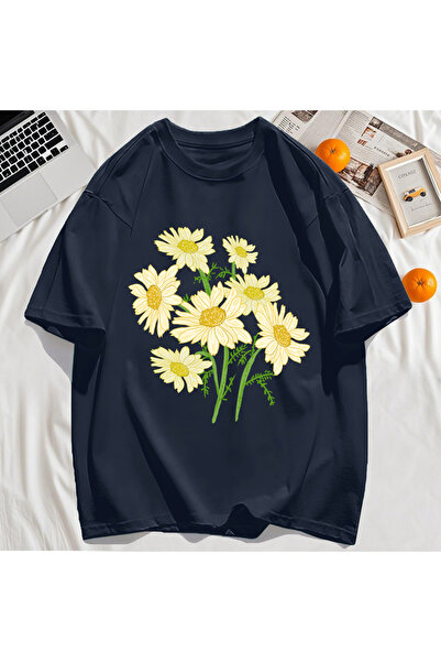StartMore تي شيرت Y2k Vintage تي شيرت مطبوع عليه زهور صفراء