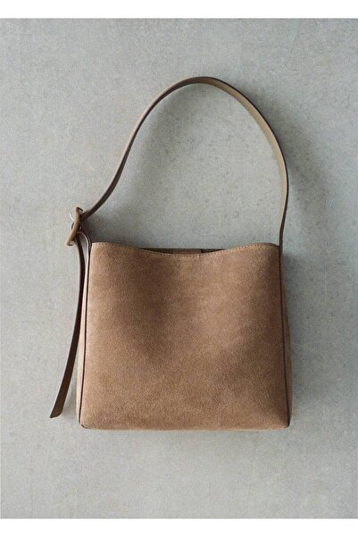 MANGO Woman Süet deri shopper çanta