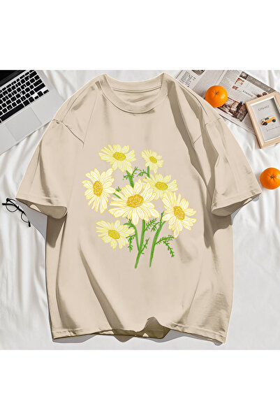 StartMore تي شيرت Y2k Vintage تي شيرت مطبوع عليه زهور صفراء