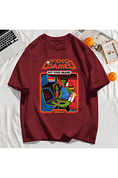 StartMore تي شيرت Y2k Vintage تي شيرت لعبة فيديو Brain Dead Print