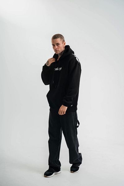 Silerra    Hooded Double Oversize Digital Patch Sweatshirt - Black