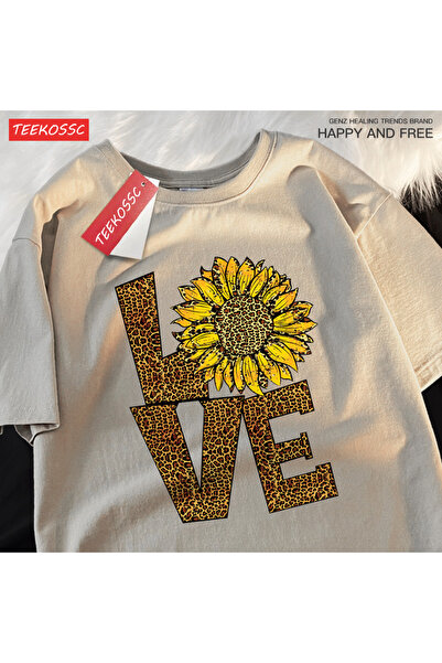 StartMore تي شيرت Y2k Vintage تي شيرت Love Leopard Sunflower