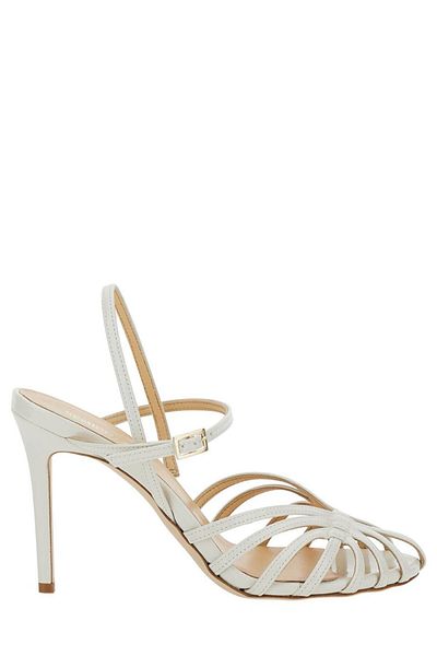 SEMICOUTURE White Sandals With Front Cage In Patent Leather Woman