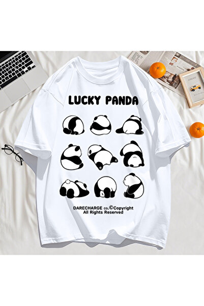 StartMore تي شيرت Y2k Vintage تي شيرت Lucky Panda بنمط محفوظ بالكامل