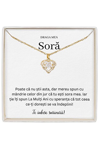 The Jewel Heart Bijuterie Pentru Sora, Colier Cu Inimă Fin Lucrată, Lungime 3...