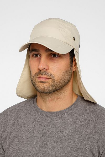 CosmoOutlet Beige Legionnaire Hat for Land with Uv Protection Summer Ensele and Long Visor