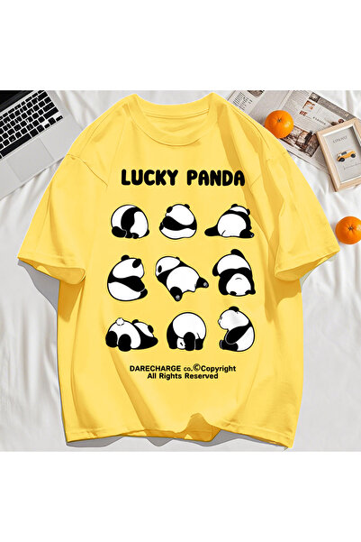 StartMore تي شيرت Y2k Vintage تي شيرت Lucky Panda بنمط محفوظ بالكامل