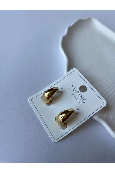 marsel aksesuar Xuping Minimal Drop Gold Earrings