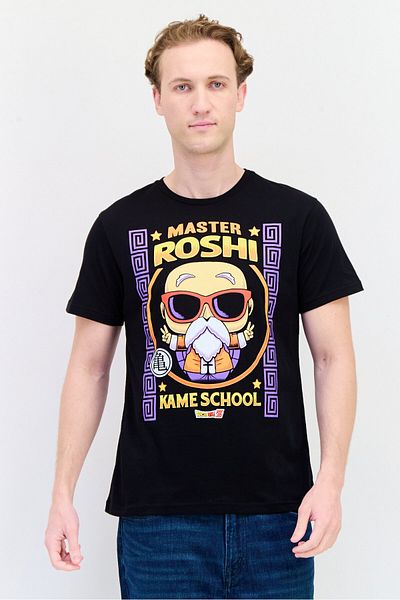 Funko Dragon Ball Z Men Crew Neck Short Sleeves Master Roshi T-Shirt, Black
