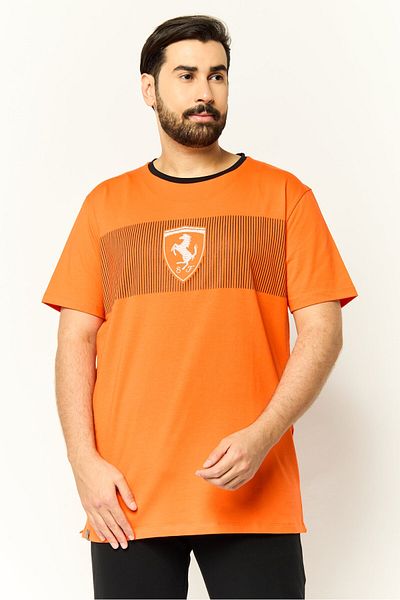 Scuderia Ferrari Men Slim Fit Short Sleeve Outdoor T-shirt, Orange