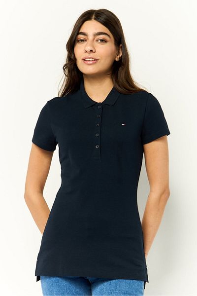 Tommy Hilfiger Men Spread Collar Short Sleeve Brand Logo Polo Shirt, Navy