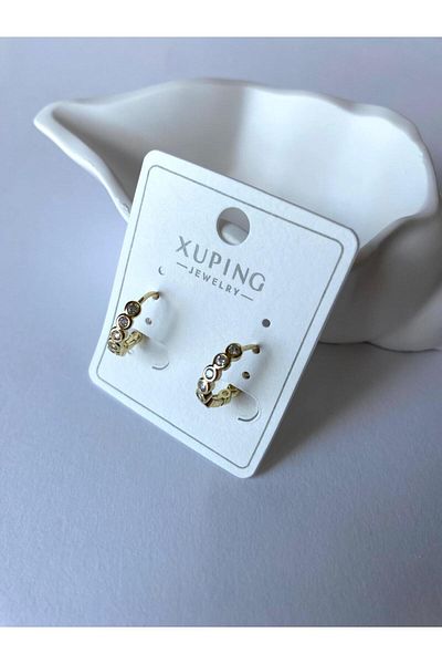 marsel aksesuar Xuping Minimal Single Row Stone Gold Earrings