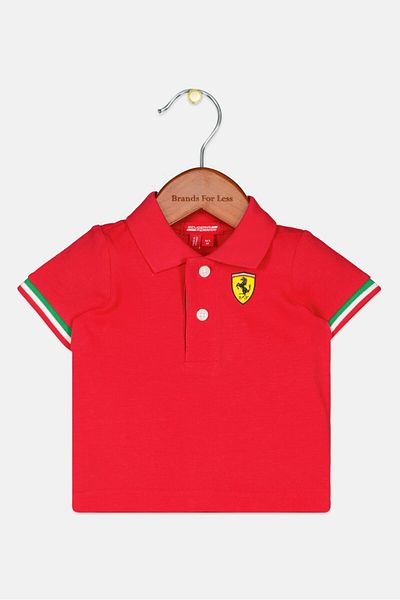 Scuderia Ferrari Toddlers Boy Short Sleeve Brand Logo Polo Shirts, Red Combo